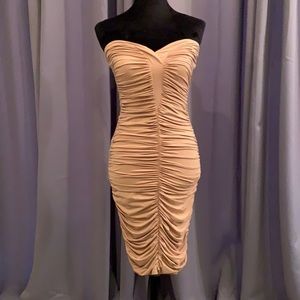 This HOLLYWOOD gold ruched dress is by Marciano